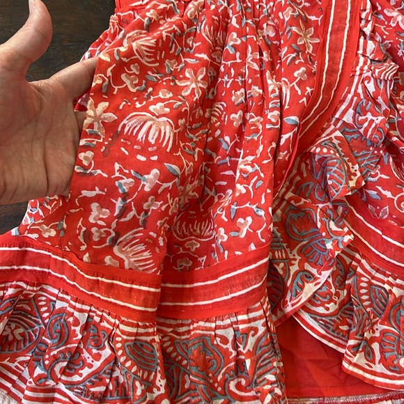 CLEOBELLA Blair Mini Dress Tassel-Cuff Ruffle Floral Paisley Coral XS - Picture 8 of 15